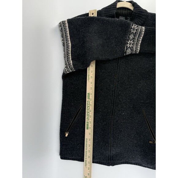Nordic Design 100% Wool Zip Cardigan Abstract Sweater Women Size Large fair isle - Picture 7 of 11